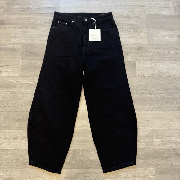 Toteme Denim - Toteme Barrel Leg Jeans Womens 27 Black High Rise Cropped Curved Denim NWT